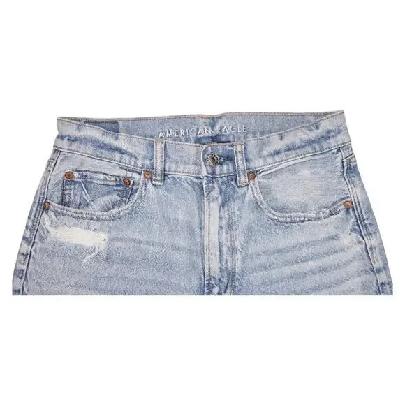 American Eagle Baggy Straight Jeans Women’s 6 Distressed High Rise Denim - Picture 3 of 9